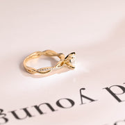 1.0 CT Round Cut Twisted Pave Moissanite Engagement Ring