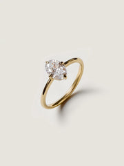Oval cut lab grown diamond solitaire engagement ring, 1.0 to 3.0 carats, set in classic prong setting on polished gold band