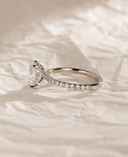 1.02-3.02 CT Oval Lab Grown Diamond Pave Style Engagement Ring