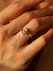 Pear cut lab grown diamond split shank engagement ring, 1.0 to 3.0 carats, set in elegant prong design on polished gold band