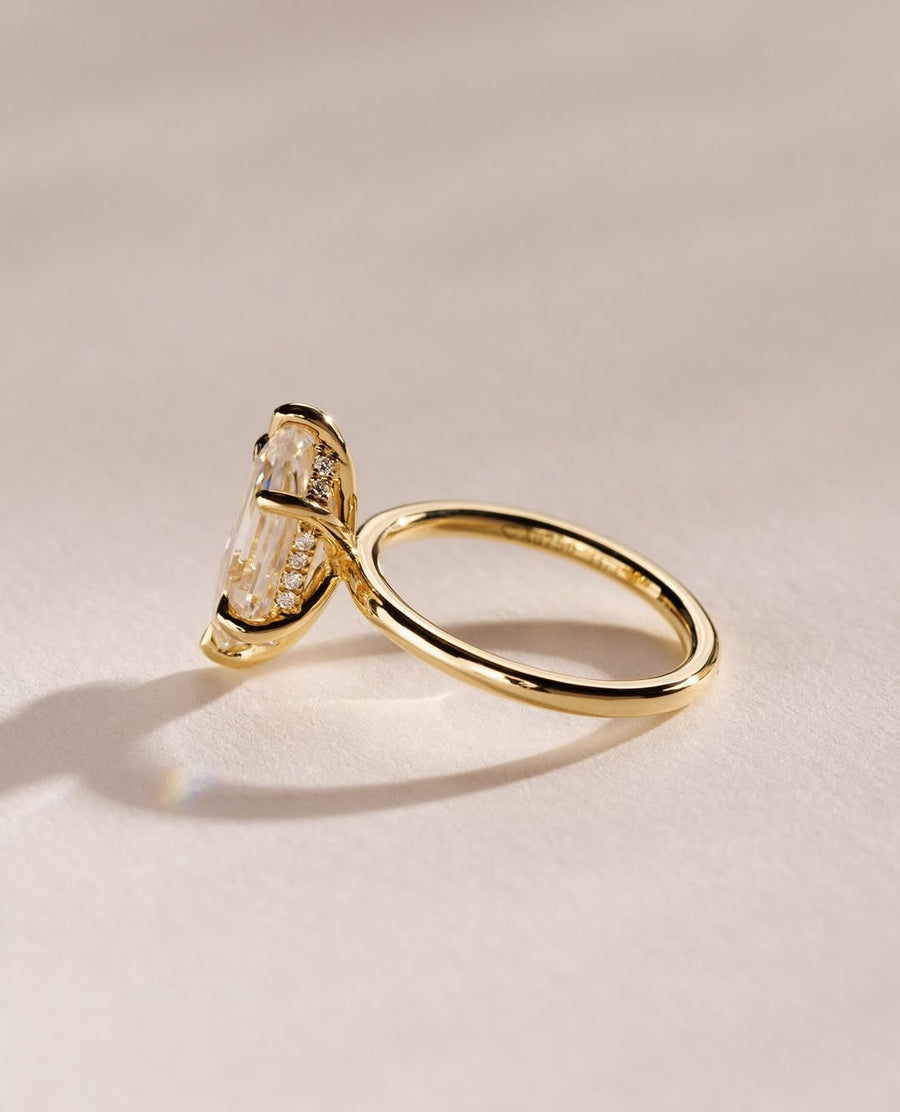 1.0-3.0 CT Hexagon⁠ Lab Grown Diamond Hidden Halo Style Engagement Ring