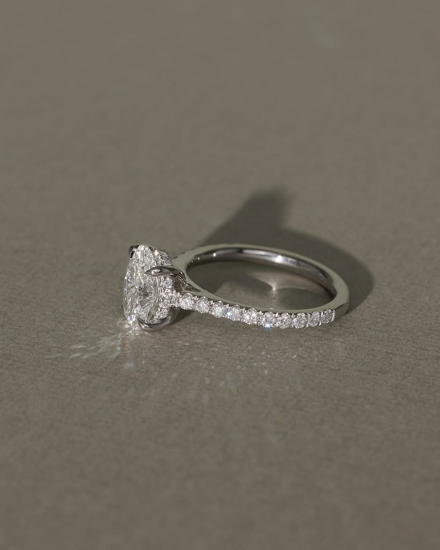 1.01 - 3.01 CT Oval Lab Grown Diamond Pave Style Engagement Ring