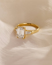 1.50-3.50 CT Emerald Lab Grown Diamond Three Stone Style Engagement Ring