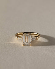 1.0-3.0 CT Emerald  Lab Grown Diamond Three Stone Style Engagement Ring