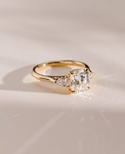 1.04-3.04 CT Elongated Cushion Lab Grown Diamond Three Stone Style Engagement Ring