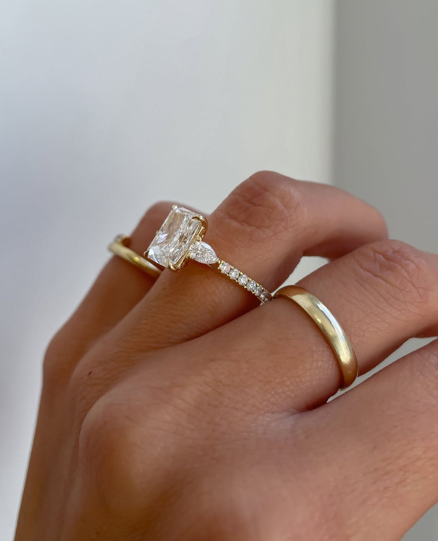 2.40 CT Radiant Lab Grown Diamond Three Stone Style Engagement Ring