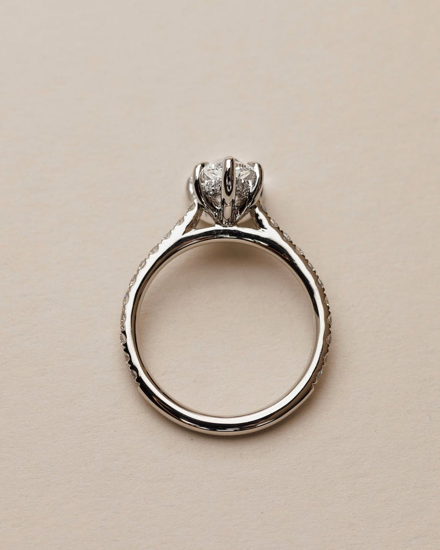 1.0-3.0 CT Pear Lab Grown Diamond Pave Style Engagement Ring