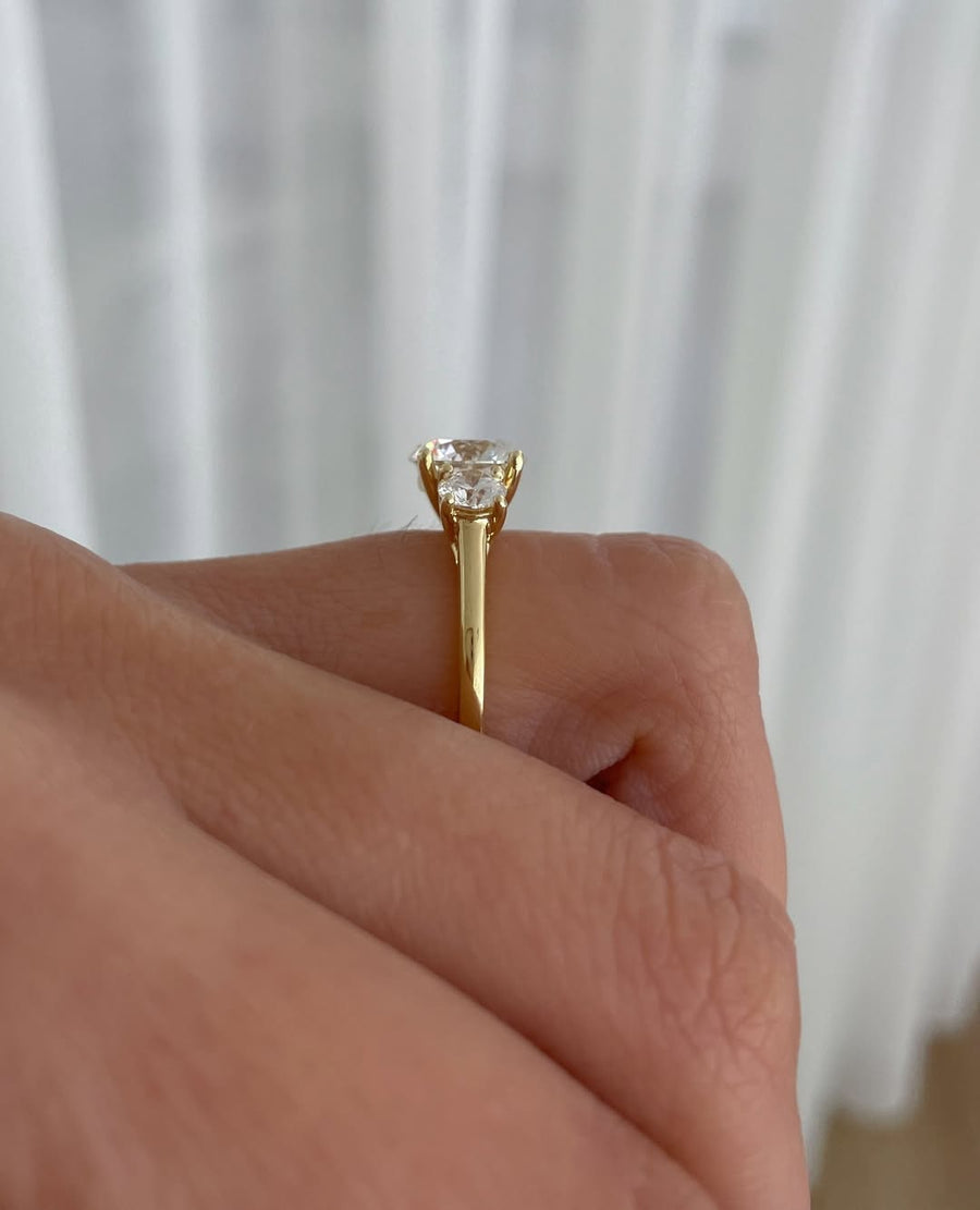 2.2 CT Round E/VVS2⁠ CVD Lab Grown Diamond Three Stone Style Engagement Ring