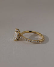 1.0-3.0 CT Elongated Cushion  Lab Grown Diamond Pave Setting Engagement Ring