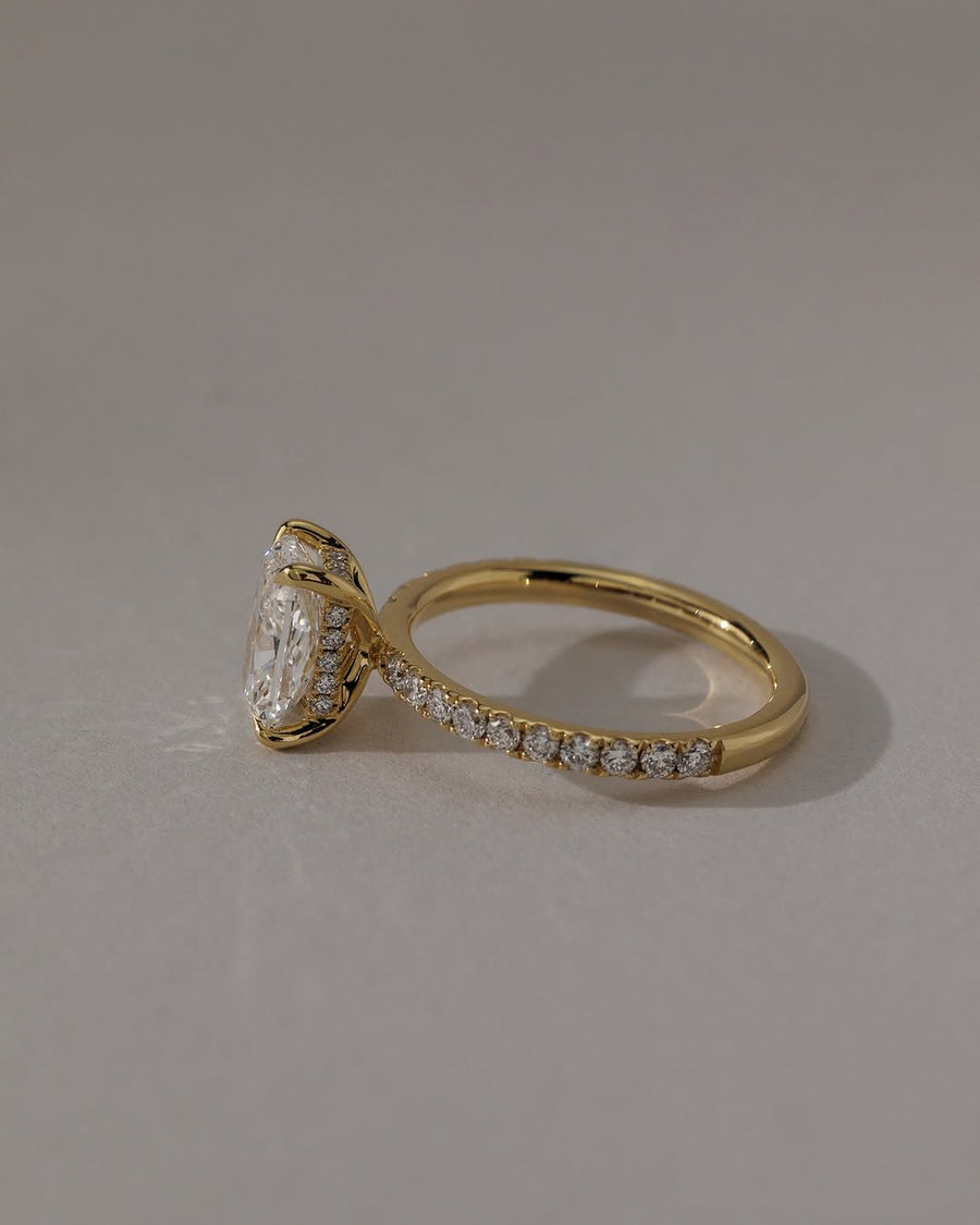 1.0-3.0 CT Elongated Cushion  Lab Grown Diamond Pave Setting Engagement Ring