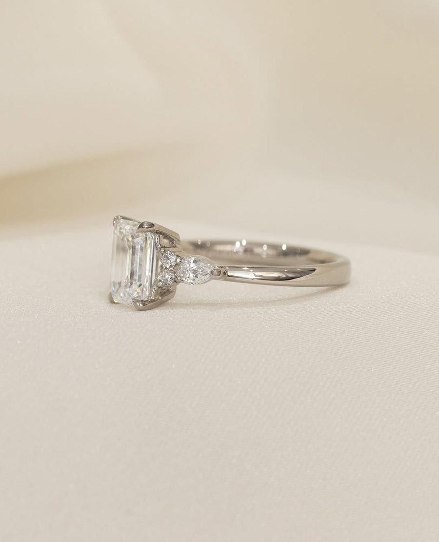 1.58 - 3.58 CT Emerald Lab Grown Diamond Cluster Style Engagement Ring