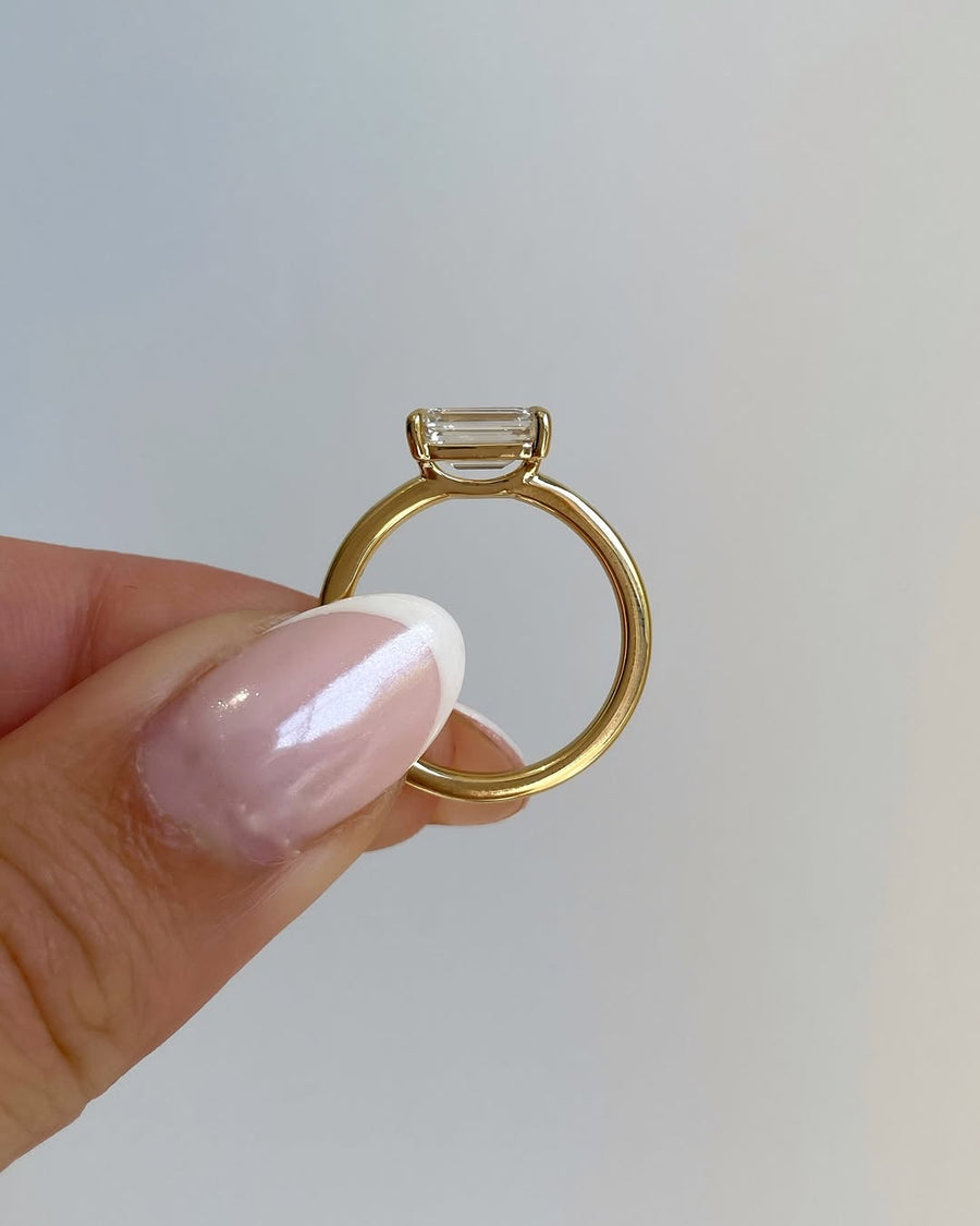 1.5 - 3.5 CT Emerald East West Lab Grown Diamond Solitaire Style Engagement Ring