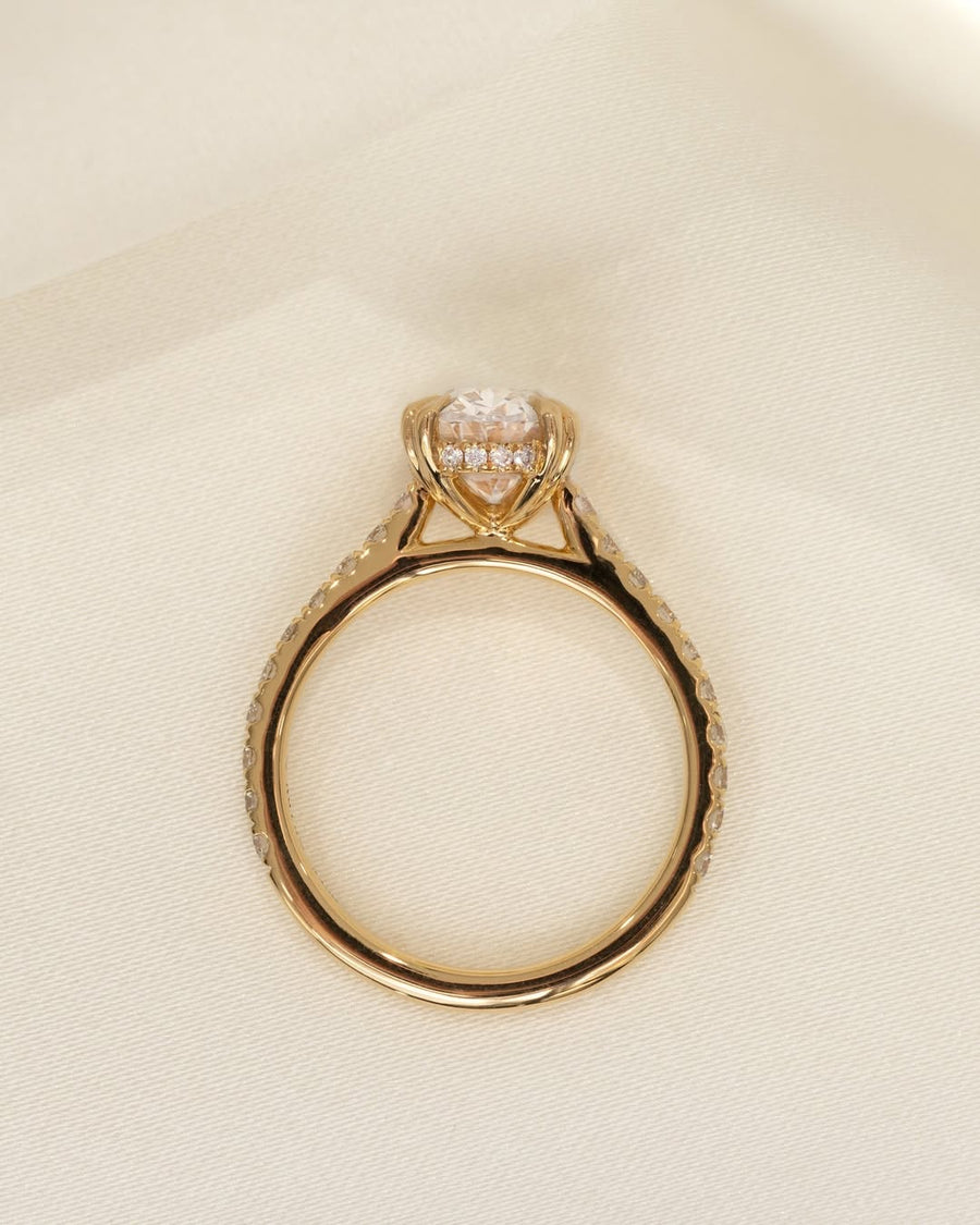 1.83 - 3.83 CT Oval  Lab Grown Diamond Pave Style Engagement Ring