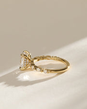 1.80-3.80 CT Elongated Cushion Lab Grown Diamond Pave Style Engagement Ring