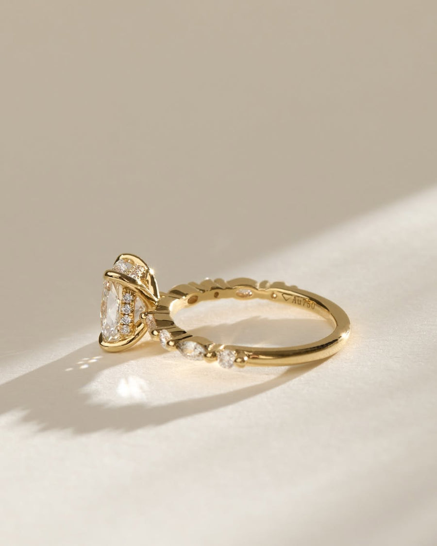 1.80-3.80 CT Elongated Cushion Lab Grown Diamond Pave Style Engagement Ring