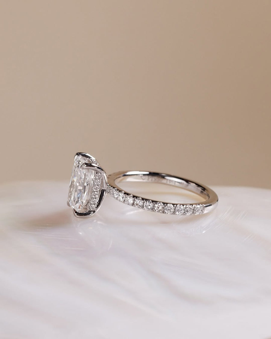 1.57-3.57 CT Radiant Lab Grown Diamond Pave Style Engagement Ring