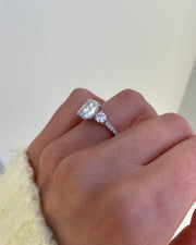 1.5 - 3.5 CT Cushion Lab Grown Diamond Pave Style Engagement Ring