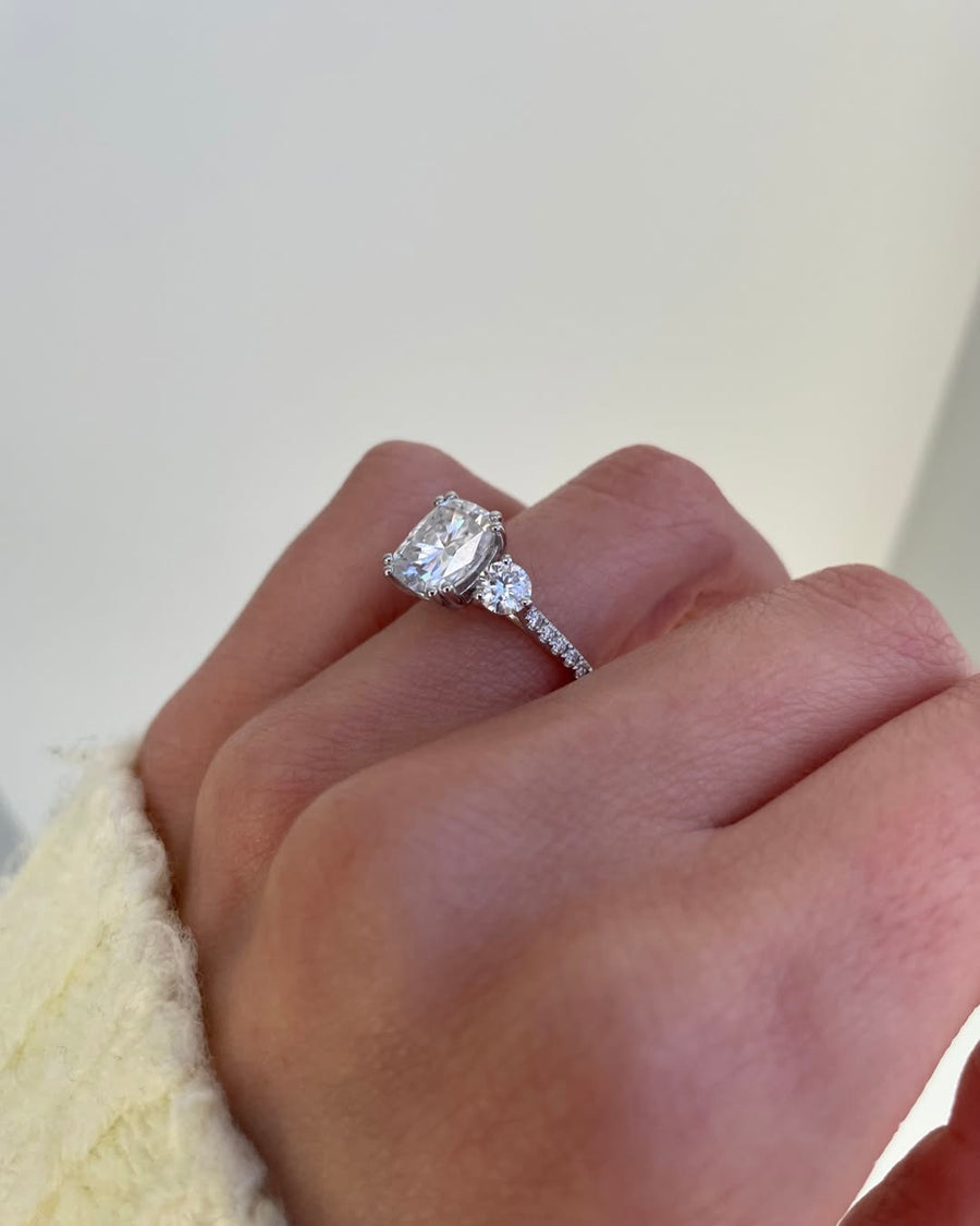 1.5 - 3.5 CT Cushion Lab Grown Diamond Pave Style Engagement Ring