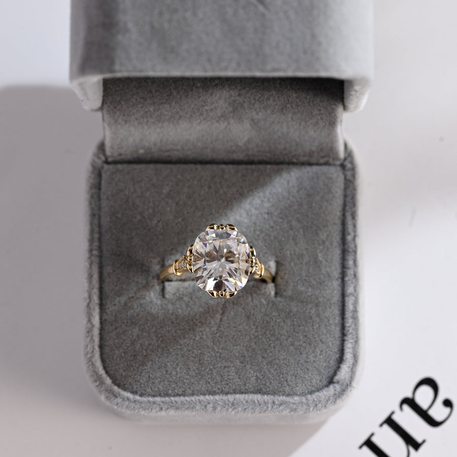 5.0 CT Old European Cushion Cut Vintage Moissanite Engagement Ring