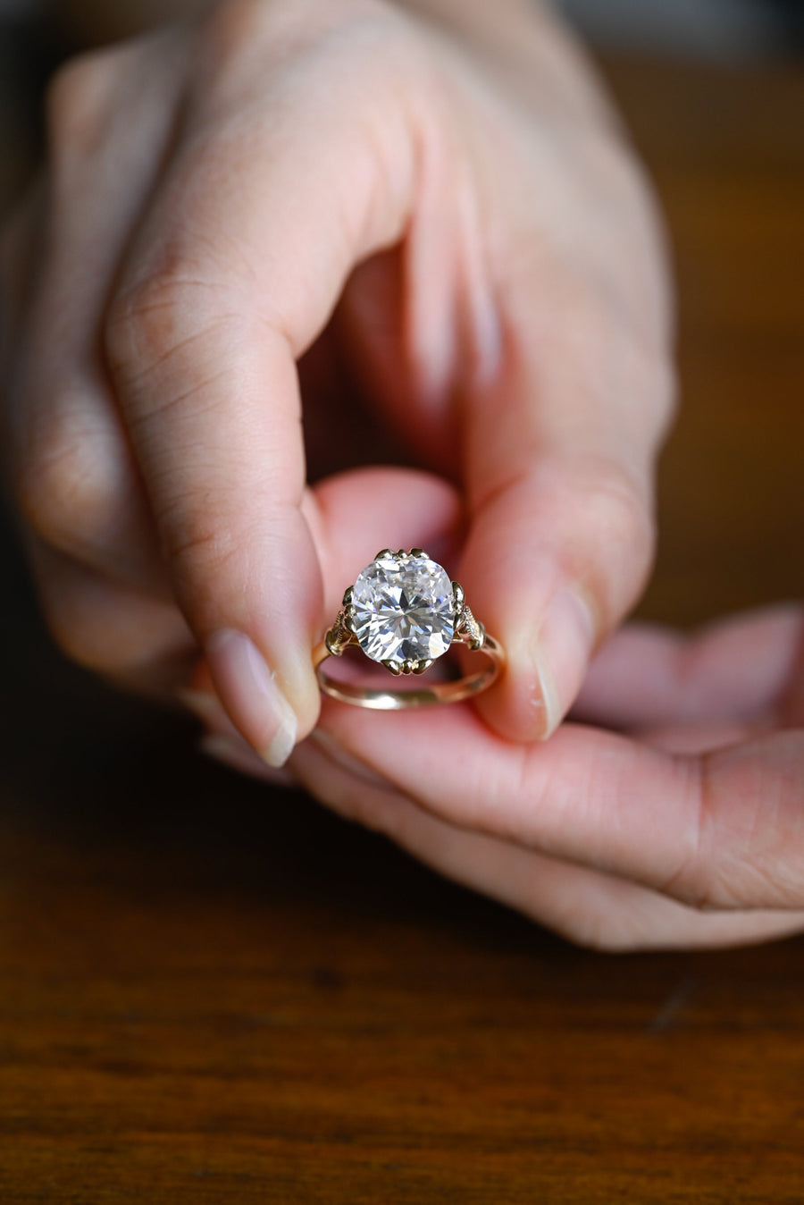 5.0 CT Old European Cushion Cut Vintage Moissanite Engagement Ring