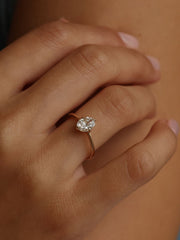 Oval cut lab grown diamond solitaire engagement ring, 1.0 to 3.0 carats, set in classic prong setting on polished gold band