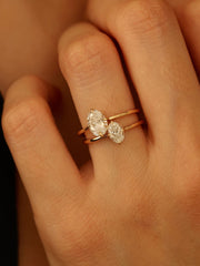 Oval cut lab grown diamond solitaire engagement ring, 1.0 to 3.0 carats, set in classic prong setting on polished gold band