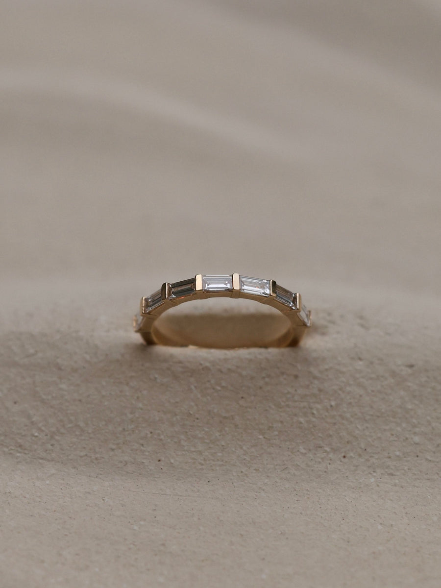 0.63 TCW Baguette Cut Half Eternity Wedding Band