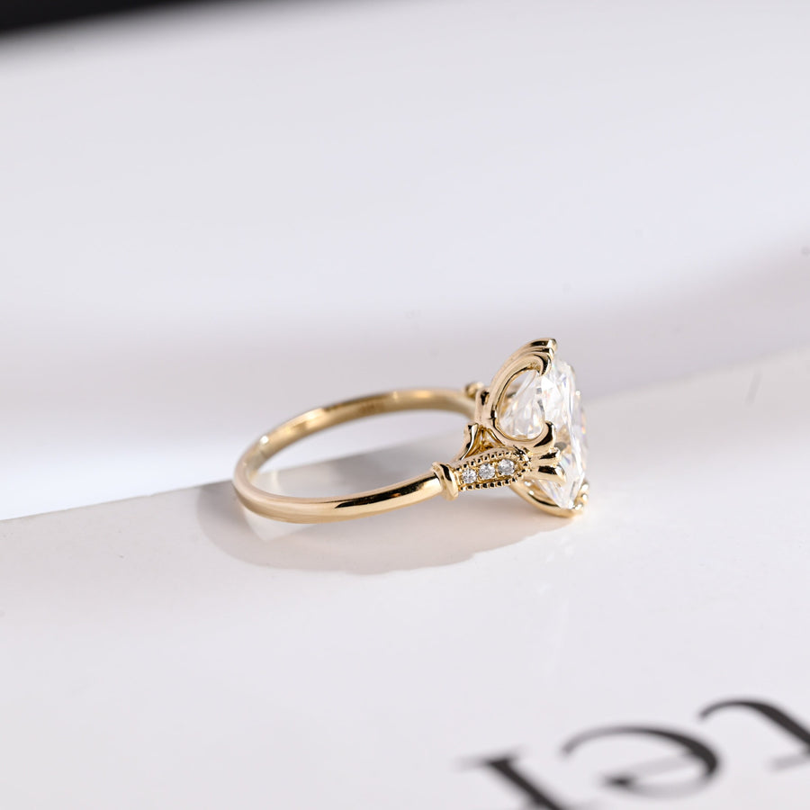 5.0 CT Old European Cushion Cut Vintage Moissanite Engagement Ring