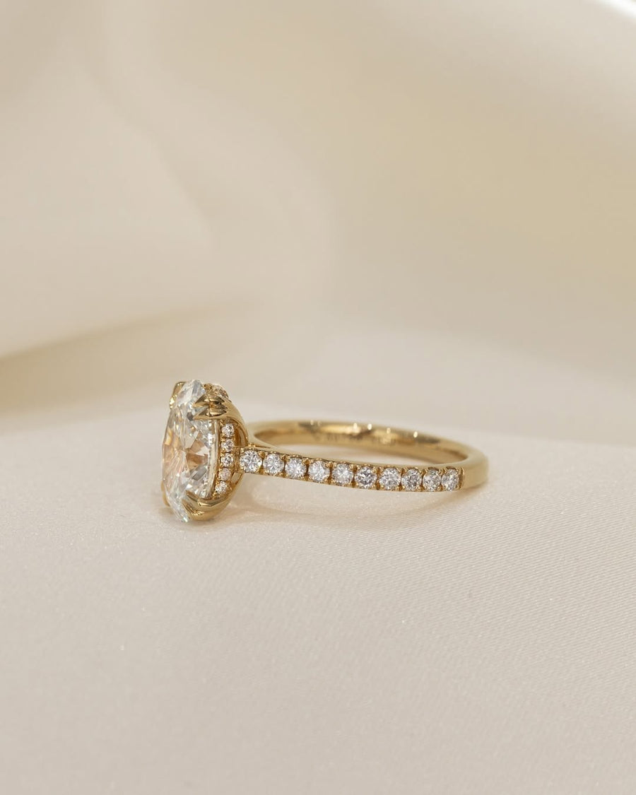 1.83 - 3.83 CT Oval  Lab Grown Diamond Pave Style Engagement Ring