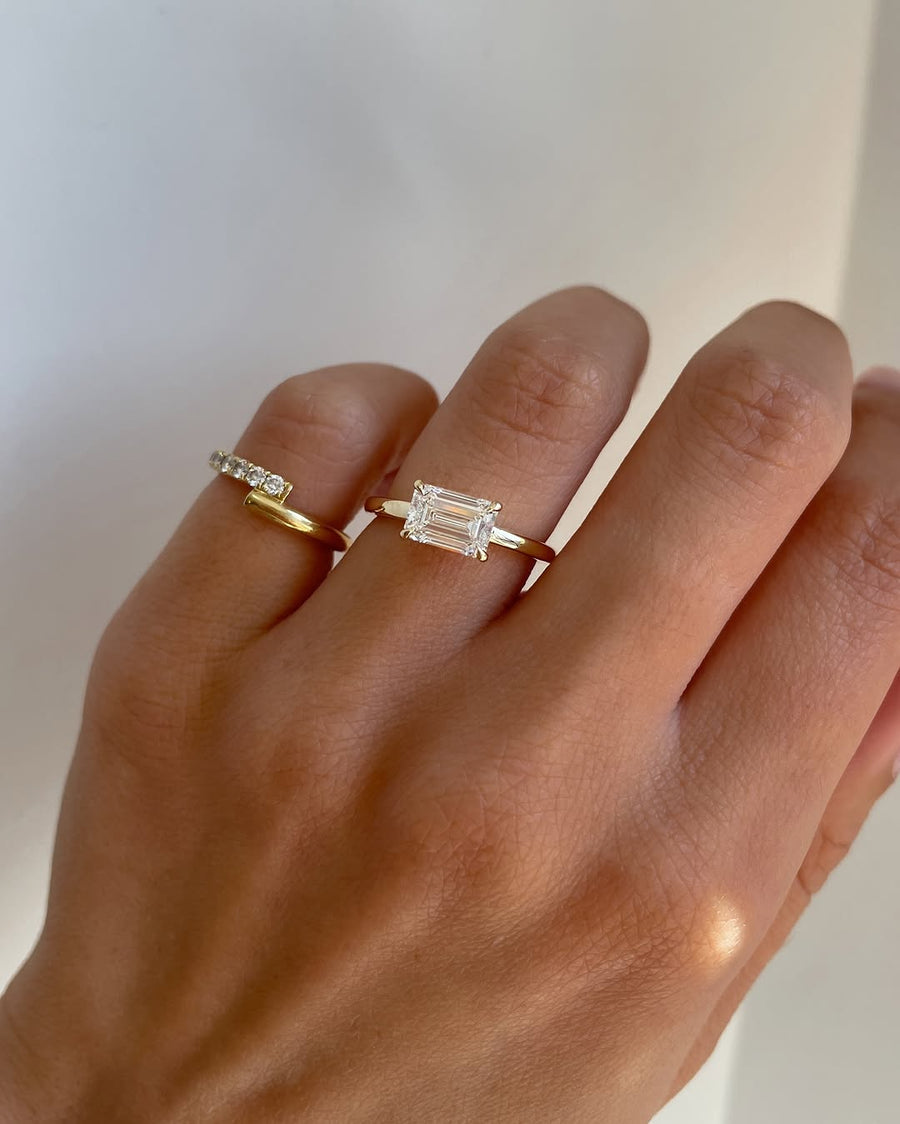 1.5 - 3.5 CT Emerald East West Lab Grown Diamond Solitaire Style Engagement Ring