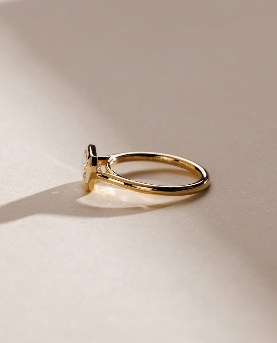 1.50-3.50 CT East west Emerald Lab Grown Diamond Bezel Style Engagement Ring