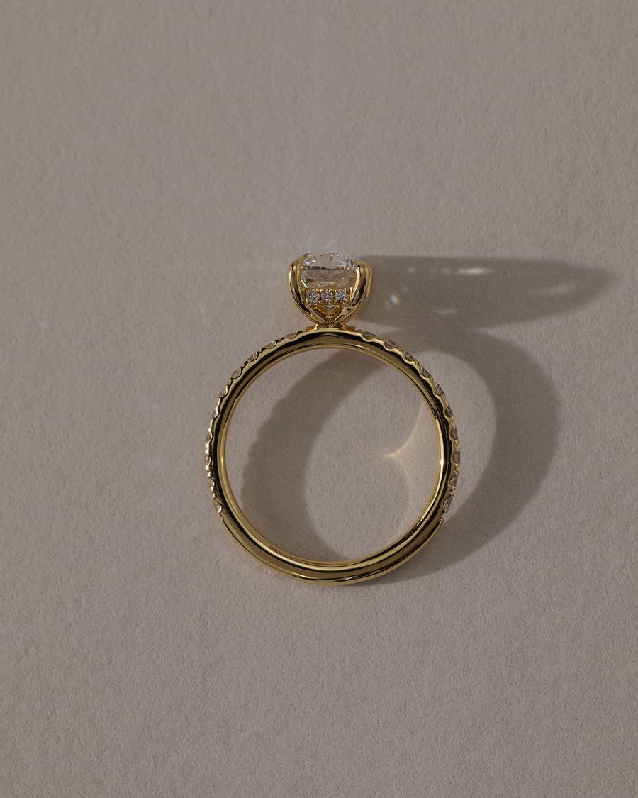 1.0-3.0 CT Elongated Cushion  Lab Grown Diamond Pave Setting Engagement Ring