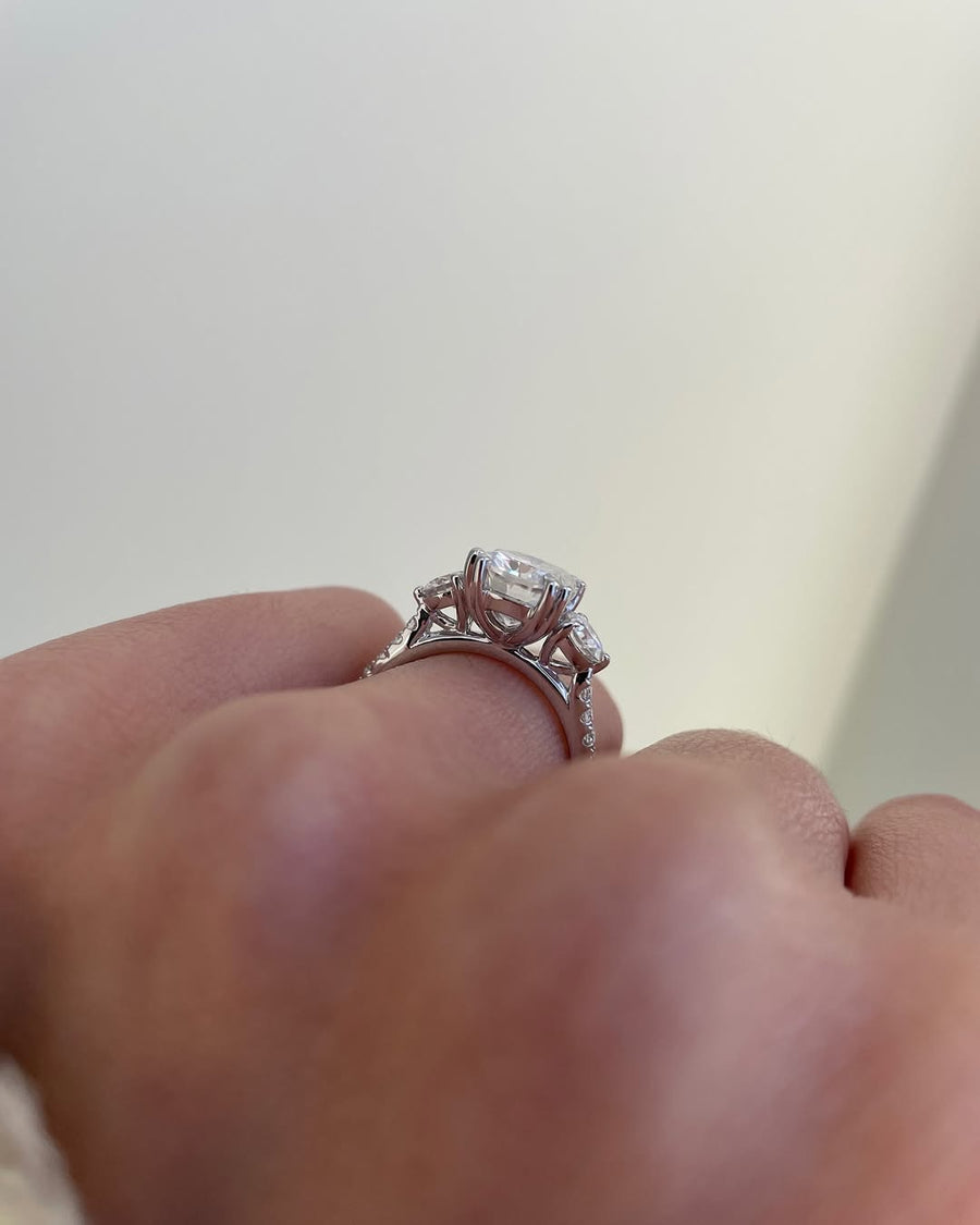 1.5 - 3.5 CT Cushion Lab Grown Diamond Pave Style Engagement Ring