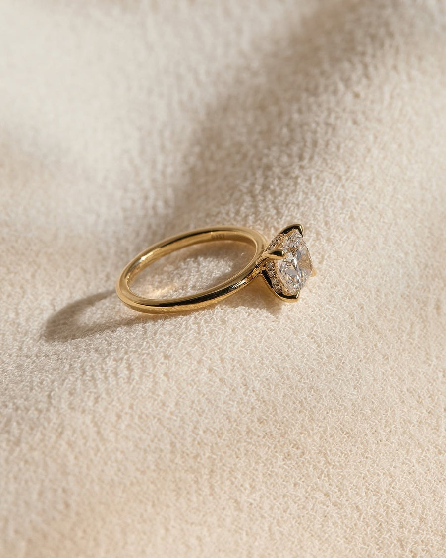 1.82-3.82 CT Cushion Lab Grown Diamond Hidden Halo Style Engagement Ring