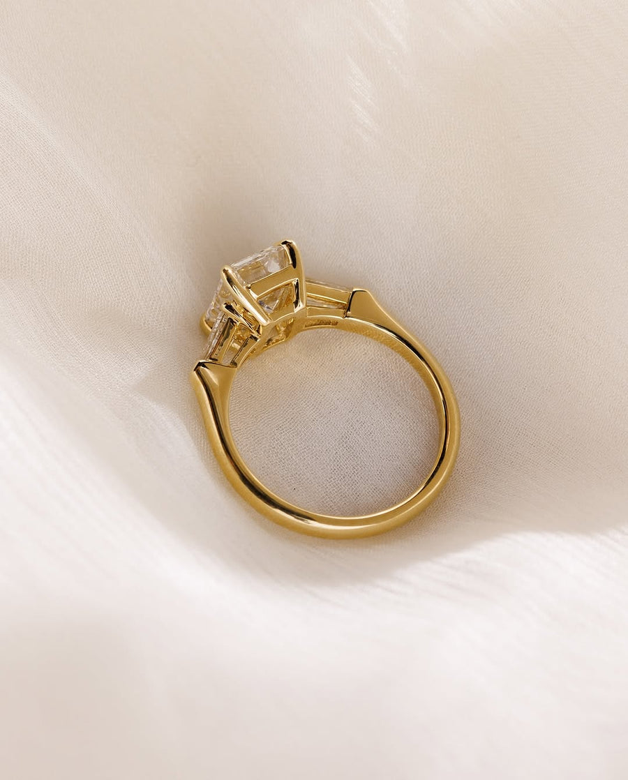 1.50-3.50 CT Emerald Lab Grown Diamond Three Stone Style Engagement Ring