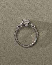 1.58-3.50 CT Emerald Lab Grown Diamond Three Stone Setting Engagement Ring