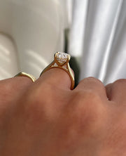 2.0-4.02 CT Oval Lab Grown Diamond Hidden halo Setting Engagement Ring