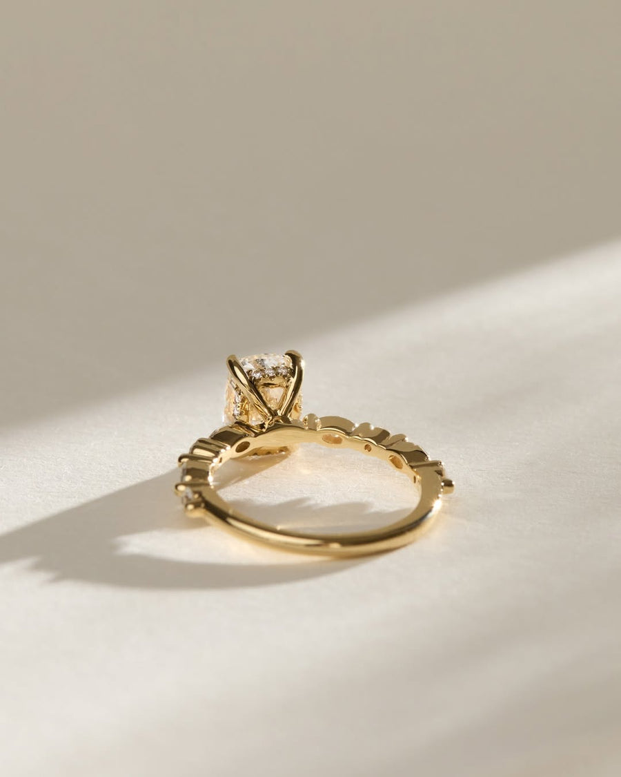 1.80-3.80 CT Elongated Cushion Lab Grown Diamond Pave Style Engagement Ring