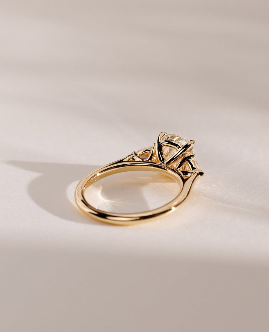 1.04-3.04 CT Elongated Cushion Lab Grown Diamond Three Stone Style Engagement Ring