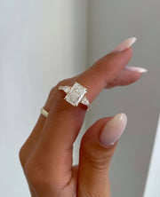 2.40 CT Radiant Lab Grown Diamond Three Stone Style Engagement Ring