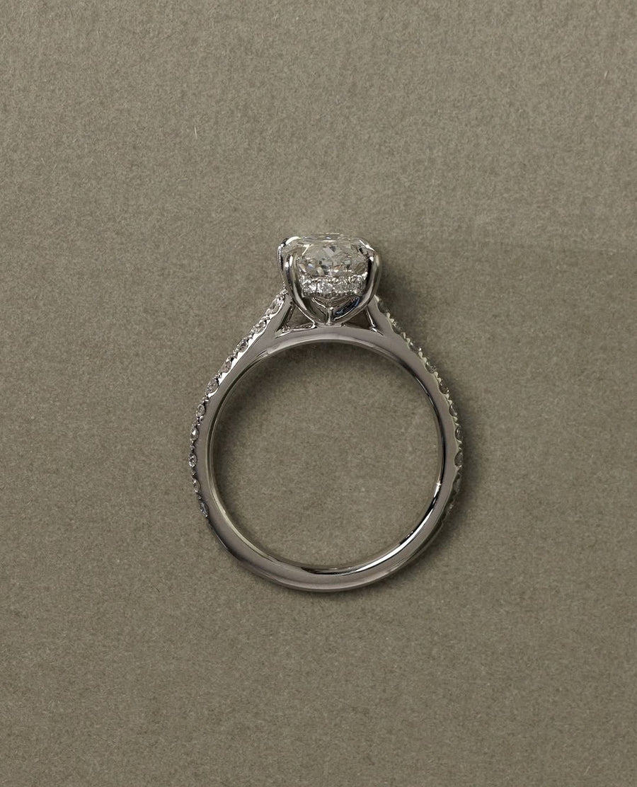 1.01 - 3.01 CT Oval Lab Grown Diamond Pave Style Engagement Ring