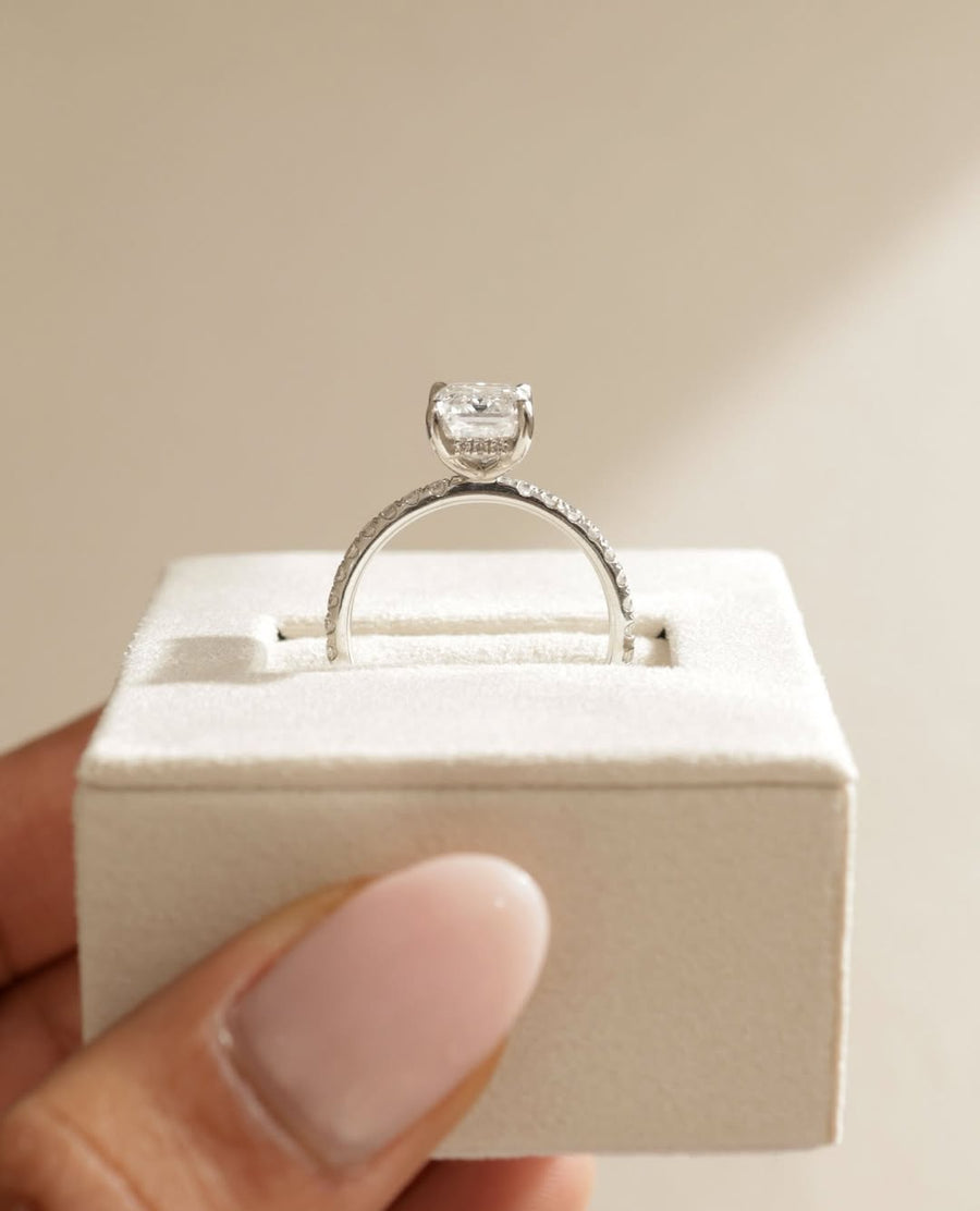 2.38 CT Emerald  Lab Grown Diamond Pave Style Engagement Ring