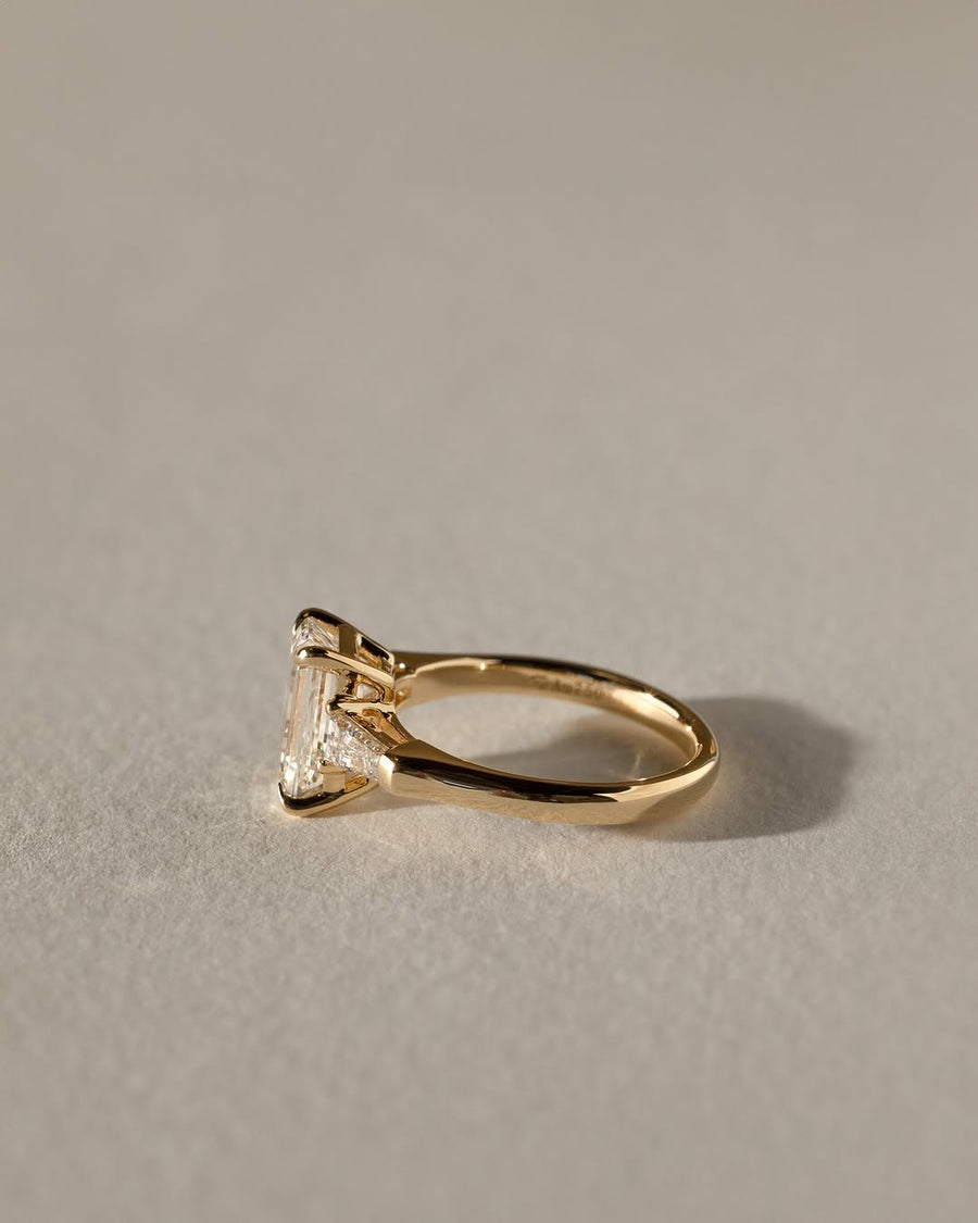 1.0-3.0 CT Emerald  Lab Grown Diamond Three Stone Style Engagement Ring