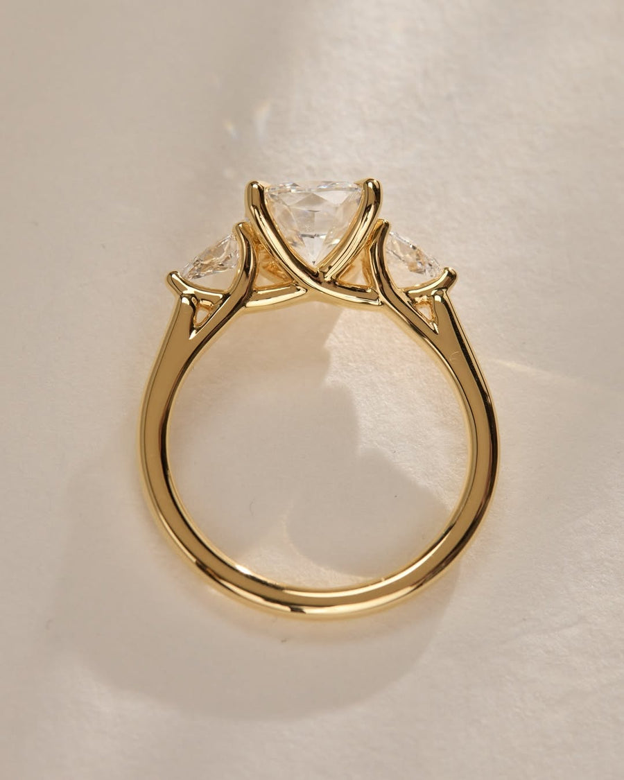 1.09 - 3.09 CT Cushion Lab Grown Diamond Three Stone Style Engagement Ring