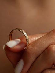 0.15 TCW Round Shape Sparkling Textured Wedding Band