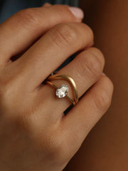 Oval cut lab grown diamond solitaire engagement ring, 1.0 to 3.0 carats, set in classic prong setting on polished gold band