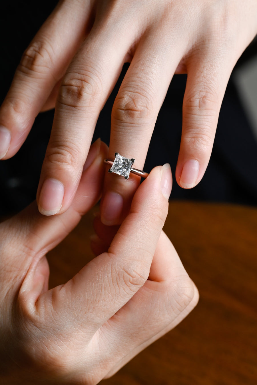 2.0 CT Princess Cut Solitaire Moissanite Engagement Ring