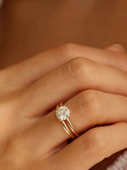 Round cut lab grown diamond solitaire engagement ring, 1.50 to 3.50 carats, set in classic prong design on polished gold band