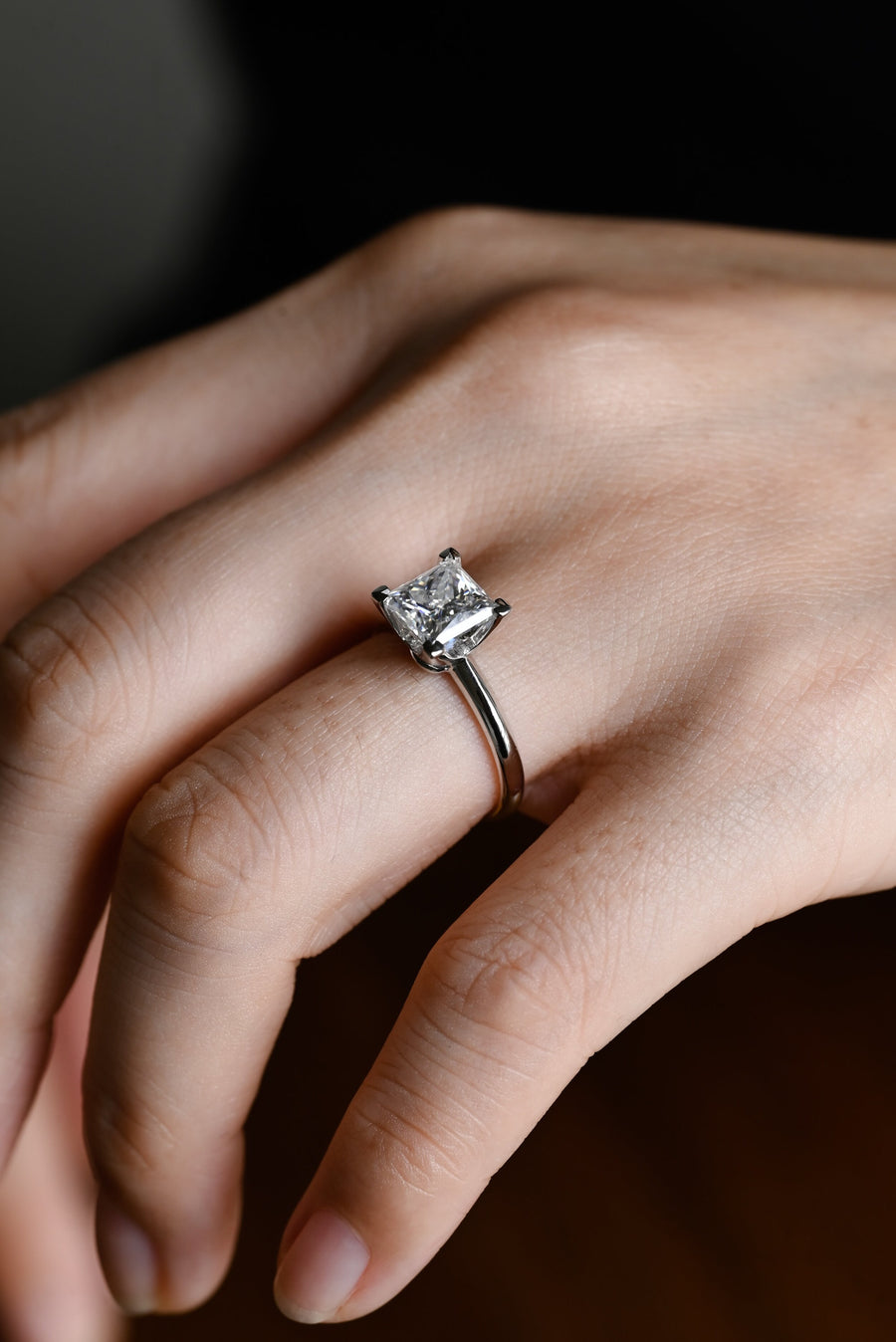 2.0 CT Princess Cut Solitaire Moissanite Engagement Ring