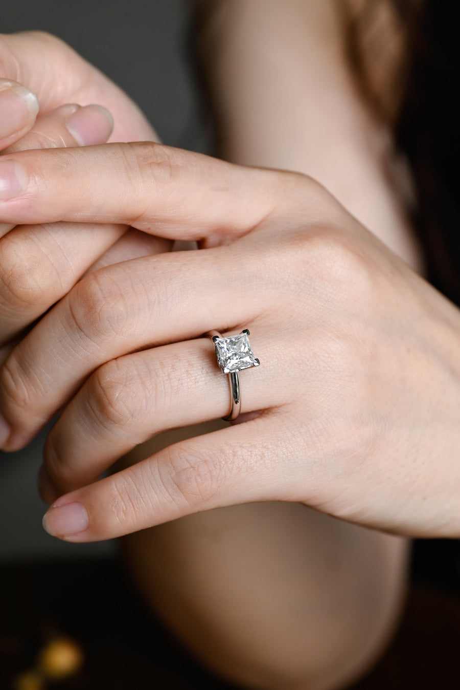 2.0 CT Princess Cut Solitaire Moissanite Engagement Ring